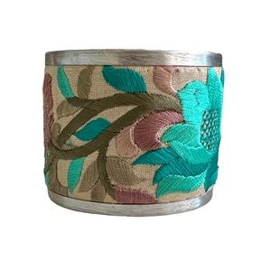 Embroidered Metal Cuff Bracelet